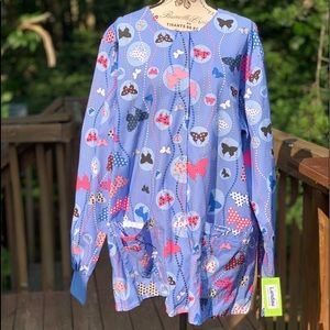 NWT Landau Snap front Scrub Jacket Butterfly